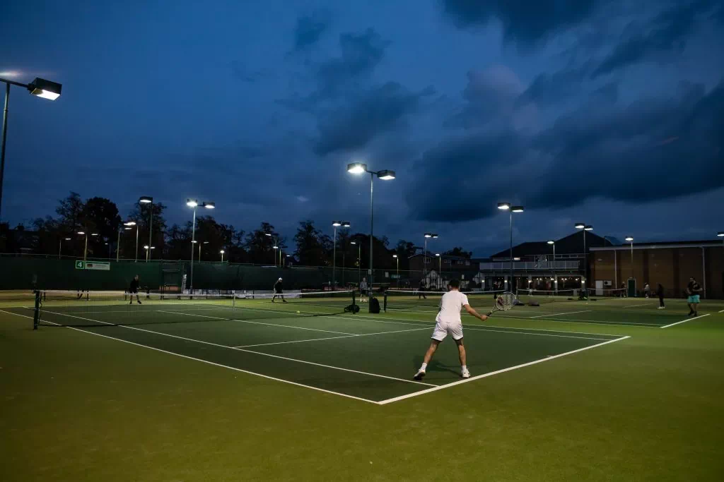 Leamington Tennis Club court lights switched on